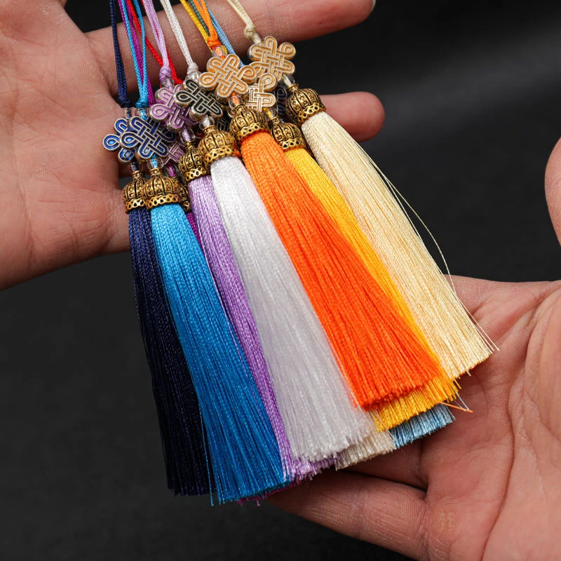 10Pcs Polyester Silk Tassel Set 26 Colors Chinese Knot Charm Pendants DIY Jewelry Making Accessories Clothing Decor Tassel