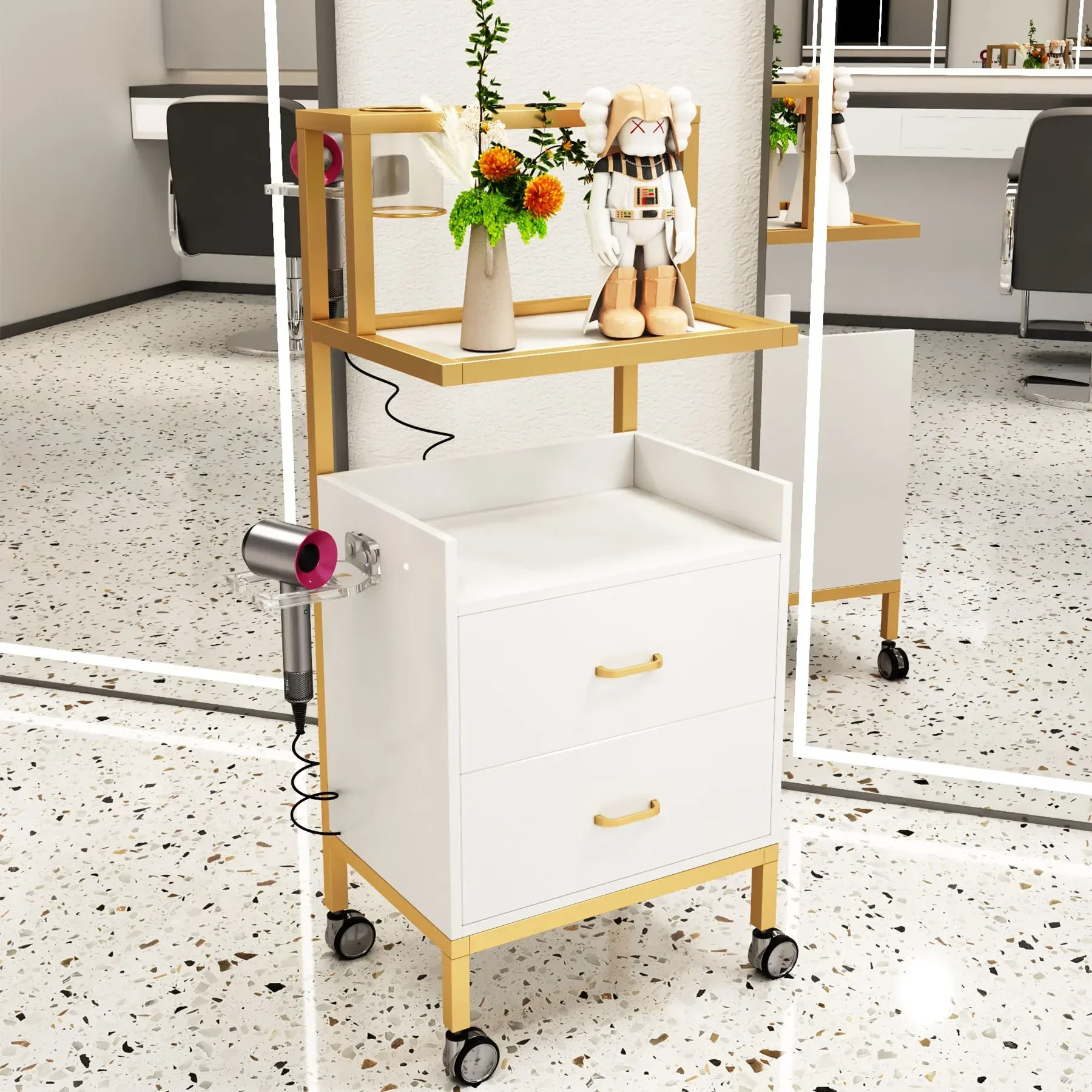 

Organizer Cart With Wheels Beauty Salon Tray Storage Multi-purpose Professional Household Trolley Tool Manicure Support Mobile
