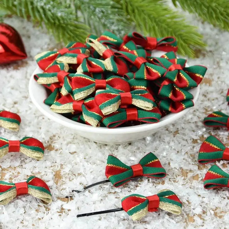 

10PCS Handmade Christmas Satin Ribbon Bows for DIY Gift Wrapping Hair Accessories And Home Decor Merry Christmas Xmas