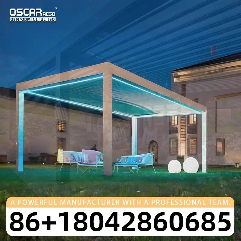 Patio Aluminum Motorized Waterproof Outdoor Roof Louvered Structure for Garden Backyard Terrace pergola