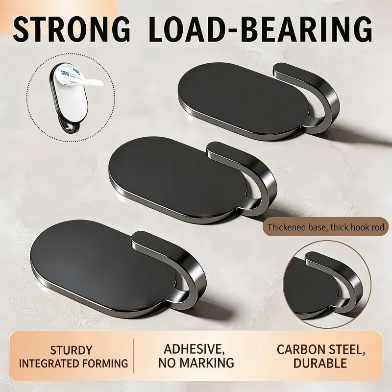 Heavy Load Self Adhesive Stainless Steel Hooks, Drill-Free Removable No Mark Hooks for Home Organizing