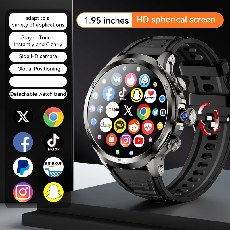 

4G Net Round Smart Watch Man Android 8.1 AMOLED Smartwatch Phone 1200 mAh 8MP Camera GPS Wifi SIM Card Slot Fitness APP Download