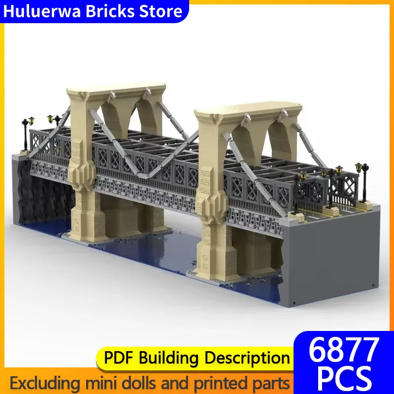 City Street View Model MOC Building Bricks The New York Bridge Modular Technology Gifts Holiday Assemble Children Toys Suit