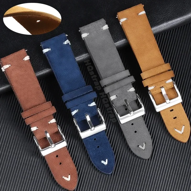 New Suede Leather Vintage Watch Strap 18mm 20mm 22mm Watch Band Replacement Strap Sport Bracelet Quick Release Watch Accessories