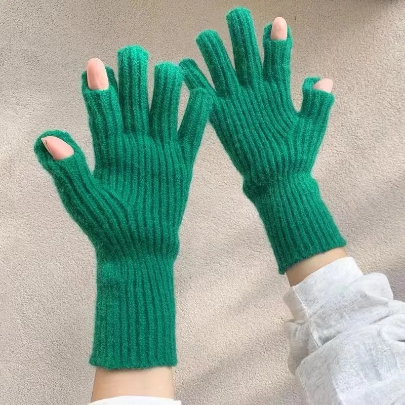 New Touch Screen Gloves for Playing Phone Women Winter Thicken Warm Knitted Stretch Gloves Full Finger Outdoor Skiing Gloves Y2K