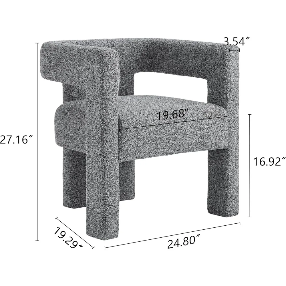 Stoffgepolsterter Esszimmerstuhl mit offener Rückenlehne, moderner Akzentsessel für Wohnzimmer und Schlafzimmer, Komfort im Sherpa-Stil