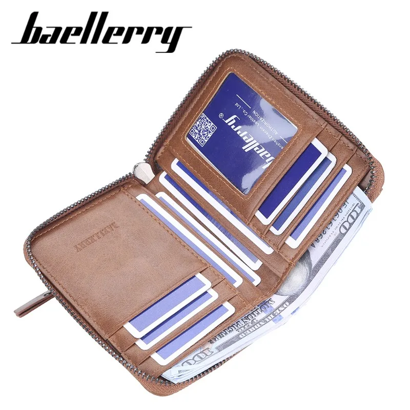 Baellerry Classic Style Wallet Genuine Leather Men Wallets Short Male Purse Card Holder Wallet Men Fashion High Quality