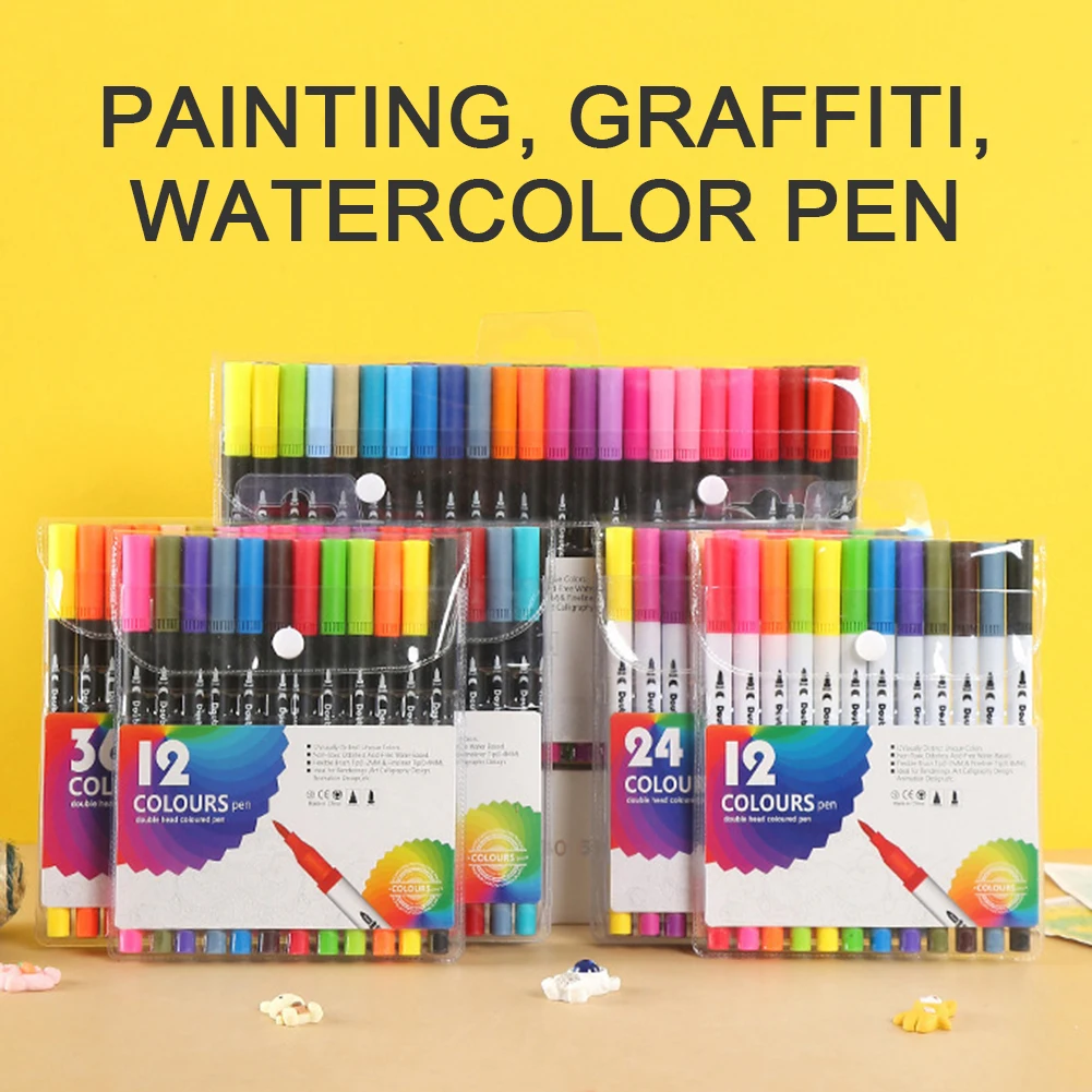 Professional Dual Ended Coloring Pens Multifunctional Portable Drawing Pen For Students Children