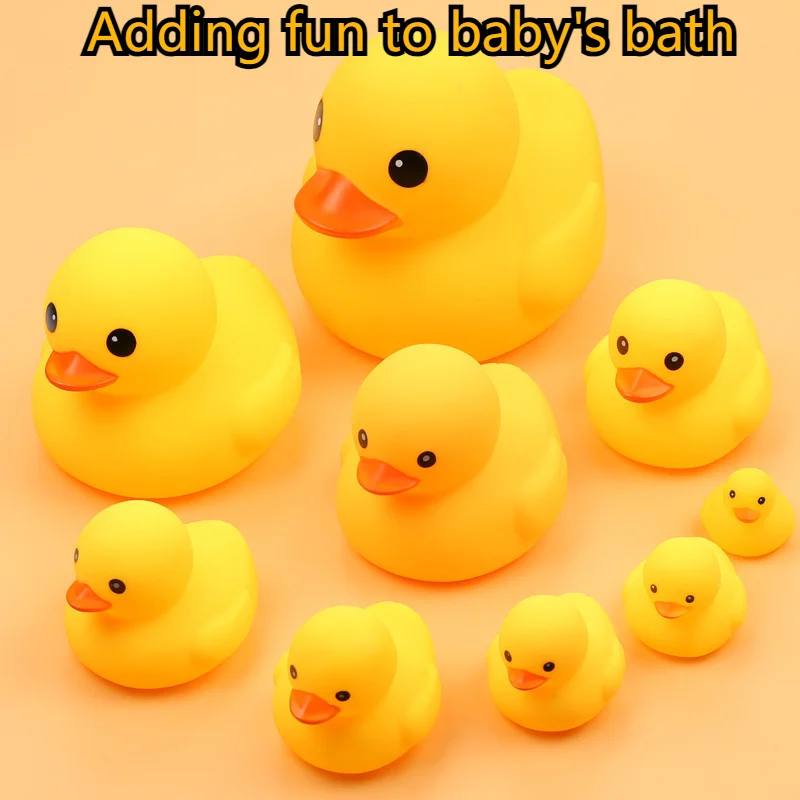 

Baby Bath Toys Big Yellow Duck Small Yellow Duck Children's Swimming Water Play Duck Pinch Call Will Sound Toys