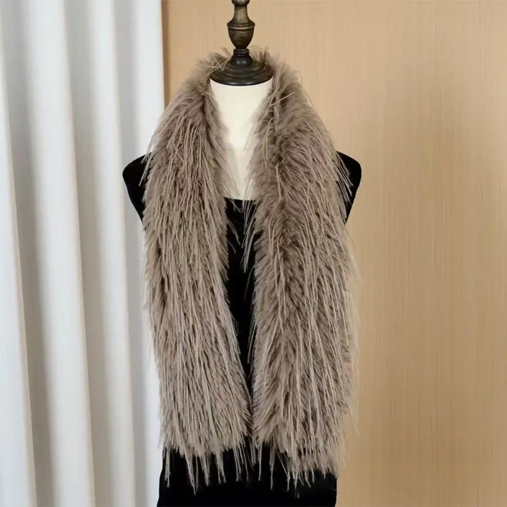 Women Scarf Women Satin Silk Scarf Women’s Long Scarf Autumn Winter Warm Wrap Solid Color Feather Imitation Turkey Accessory