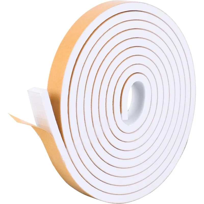 Self Adhesive Foam Tape Weatherstrip 1/2in x 1/4in x 16.5Ft High Density Foam Insulation Strips Seal Weather Stripping with Strong Adhesive for Door and Window Sound Isolation Soundproofing