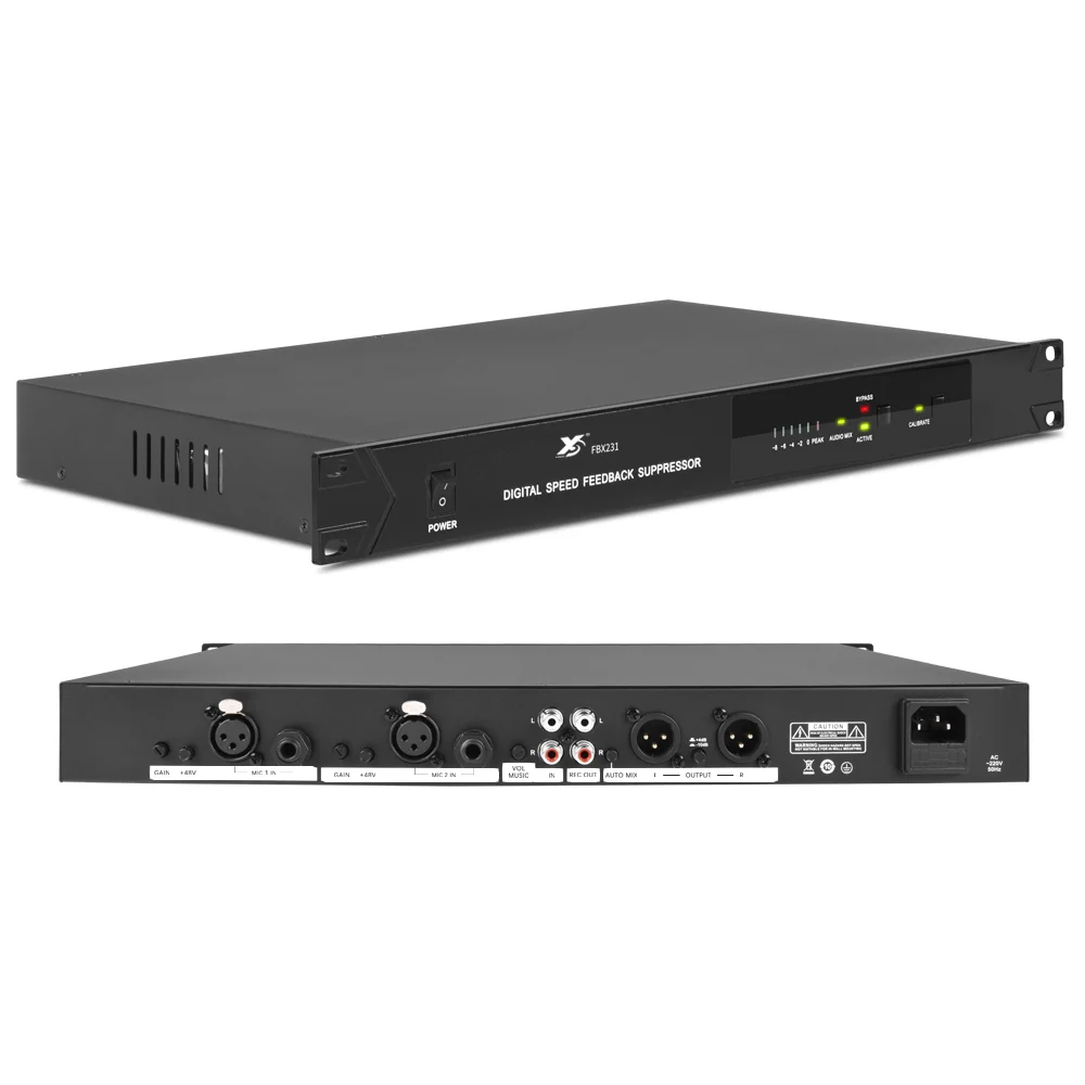 2 in 2 OUT Professional Digital Feedback Suppressor Noise Reduce One-click Auto Scan Speaker Conference Feedback Destroyer