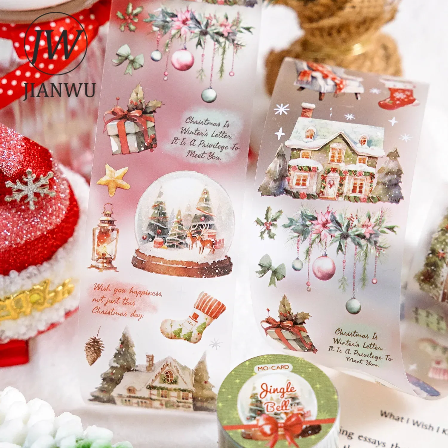 JIANWU 50mm*200cm Christmas Island Series Vintage Girl Landscaping Material Collage PET Tape Creative DIY Journal Stationery