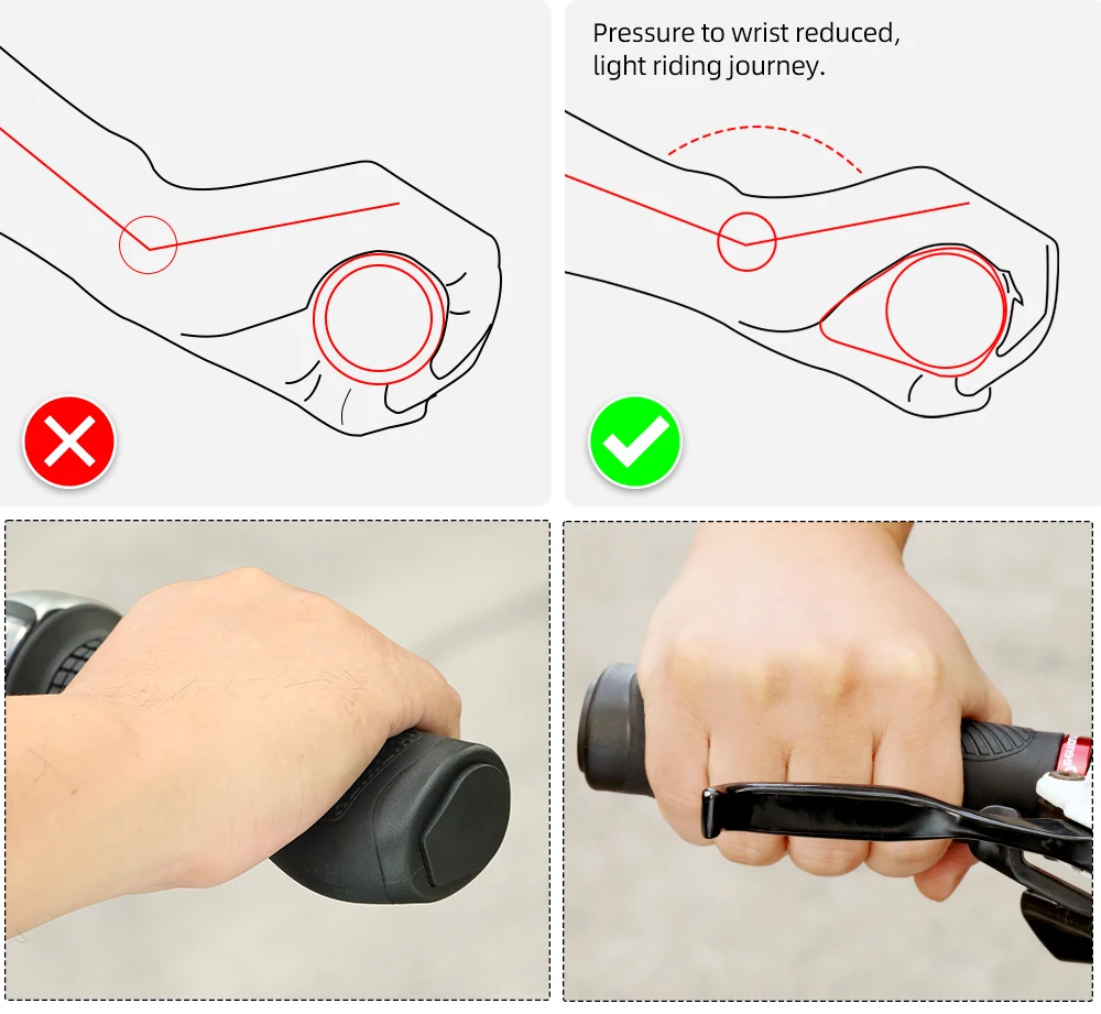 Große Handgriffe, MTB-Lenkerende, zusammenklappbares Fahrrad, lange, kurze, drehbare Stangengehäuse mit verdecktem Sicherungsring, TPE, stromlinienförmige Handballenauflage – Detail 11
