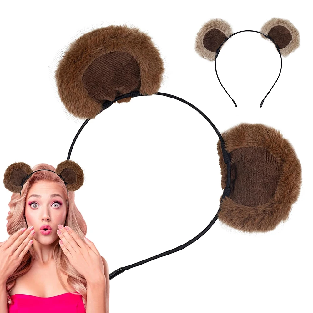 

Bear Ear Headband,Soft Plush Movable Cute Bear Ear Headband,Adjustable Angle Ears Headband Halloween Props Accessories