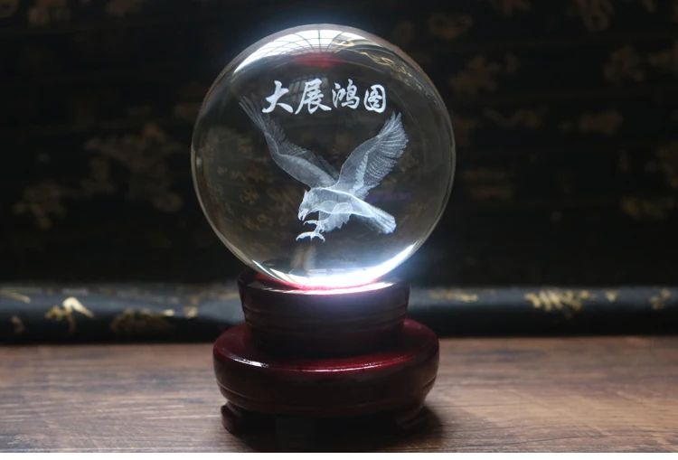 Efficacious HOME family Talisman-TOP COOL animal Arabia Eagle FENG SHUI Figurine 3D Crystal sculpture statue -