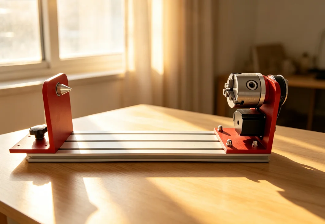 Red Telescopic Rotary Axis 80mm/100mm Chuck With Tailstock For Laser Engraving Marking Machine Cylinder Workpiece