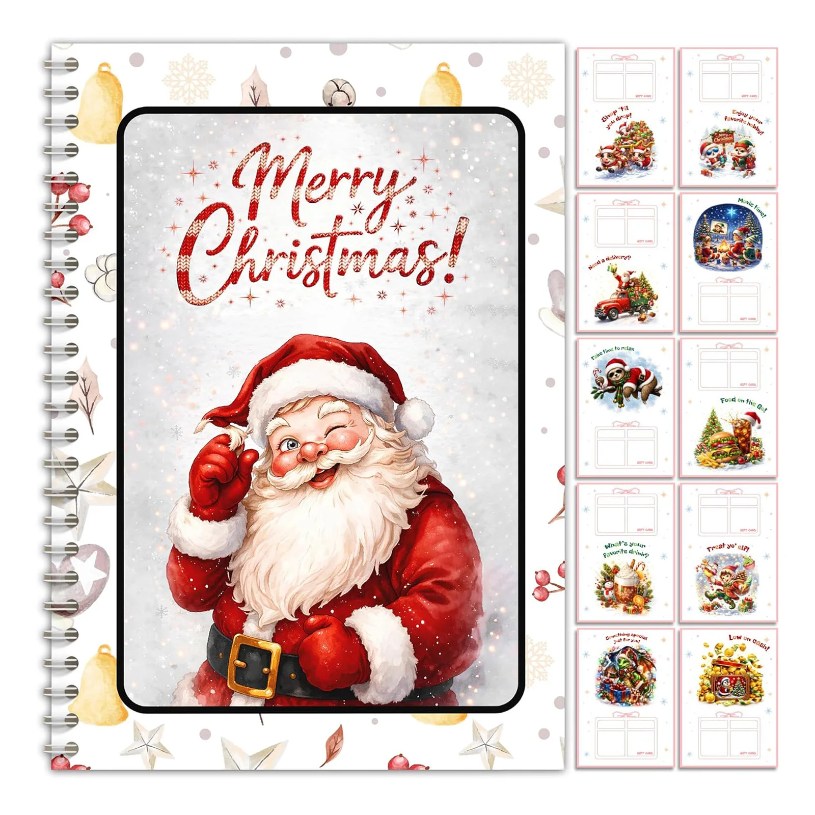 Gift Card Book Christmas Spiral Bound 18 Slots Holiday Cash Organizer Stocking Stuffer for Teens Secret Santa Gift