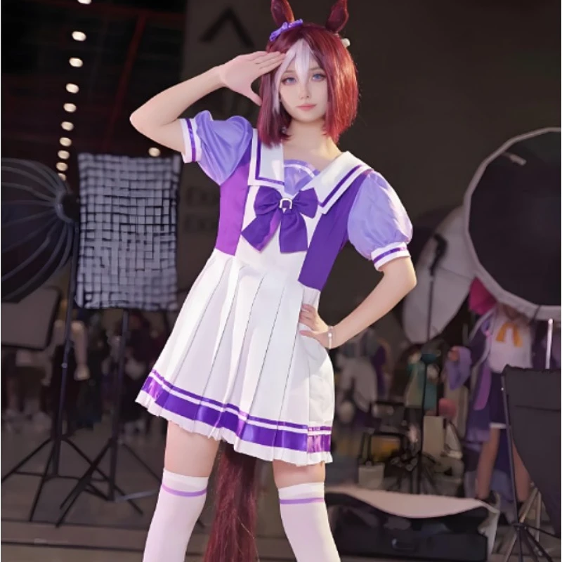 Аниме Uma Musume Pretty Derby Косплей Костюм Специальная неделя Огури Кепка Silence Suzuka Школьная форма Платье Аксессуары Полный комплект