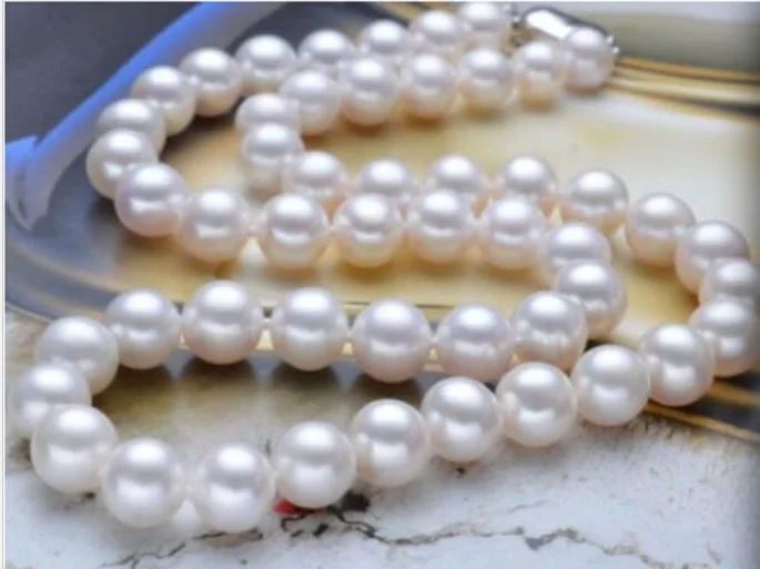 

New 9-10mm Akoya White Pearl Strand Necklace Handmade 18" 19" 20" 40"AAA+