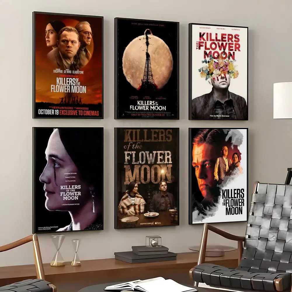 Movie Killers of the Flower Moon Poster Self-Adhesive Waterproof Wall Stickers, Coffee Bar Home Wall Decor