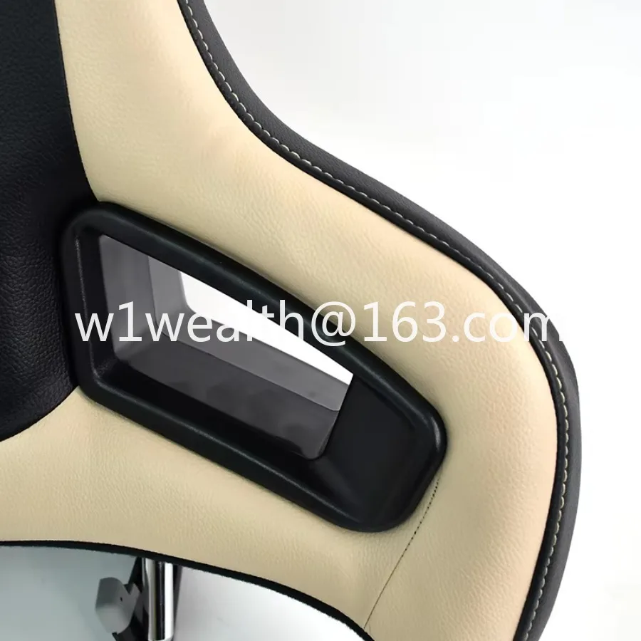 Universal Sports Seat Headrest, Beige Leather Double Hollow Racing Replacement Headrest, Interior Accessories