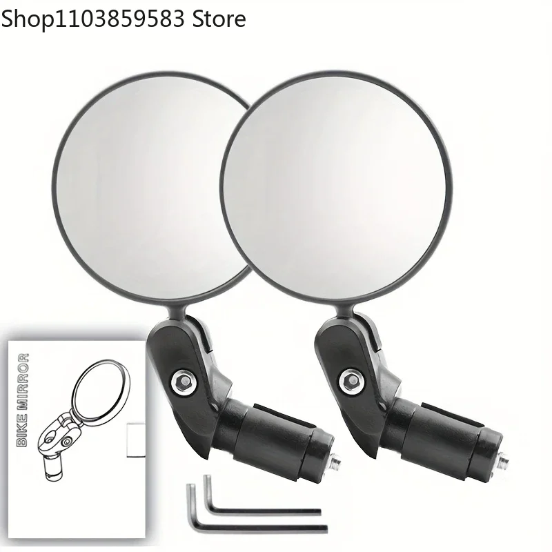 2x Round Motorcycle Rearview Mirror 360 Rotation Adjustable Round Ellipse Rear View Universal Mirrors for Road Bike Accessories