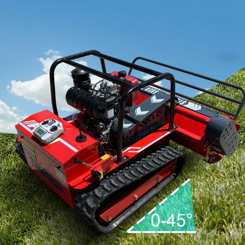 15HP Die sel Engine Lawn Mower Remote Control Straw Crusher Robot For Gargen Wasteland