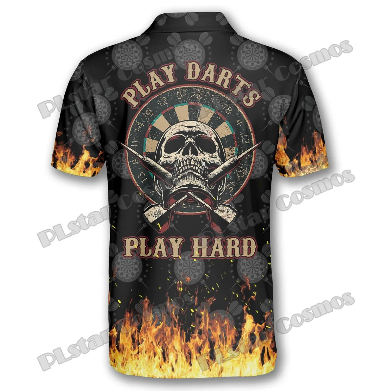 Play Darts Play Hard Flame Custom Darts 3D All Over Printed Fashion Mens Polo Shirts Summer Casual Unisex Adult Polo Shirt PLP31