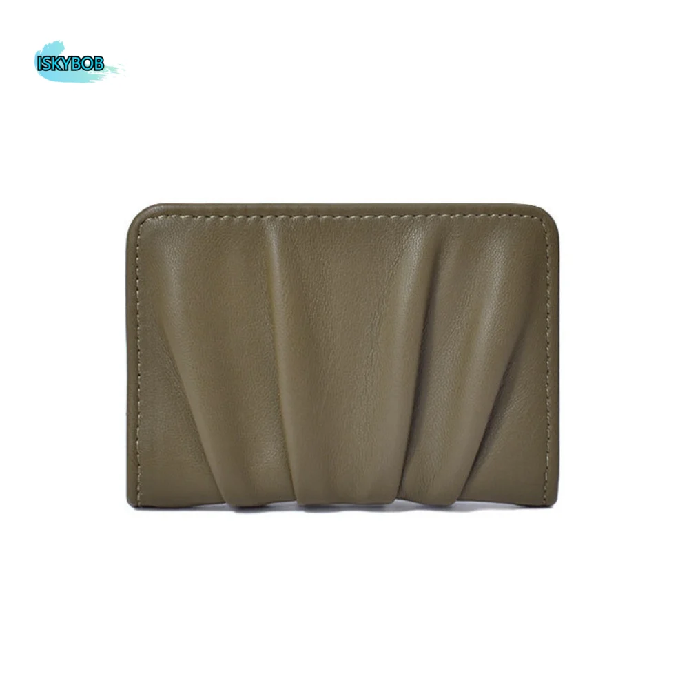 

Water-proof PU Leather Mini Short Wallet Foldable Multifunctional Women Card Holder Large Capacity Pleated Two Fold Wallet Gifts