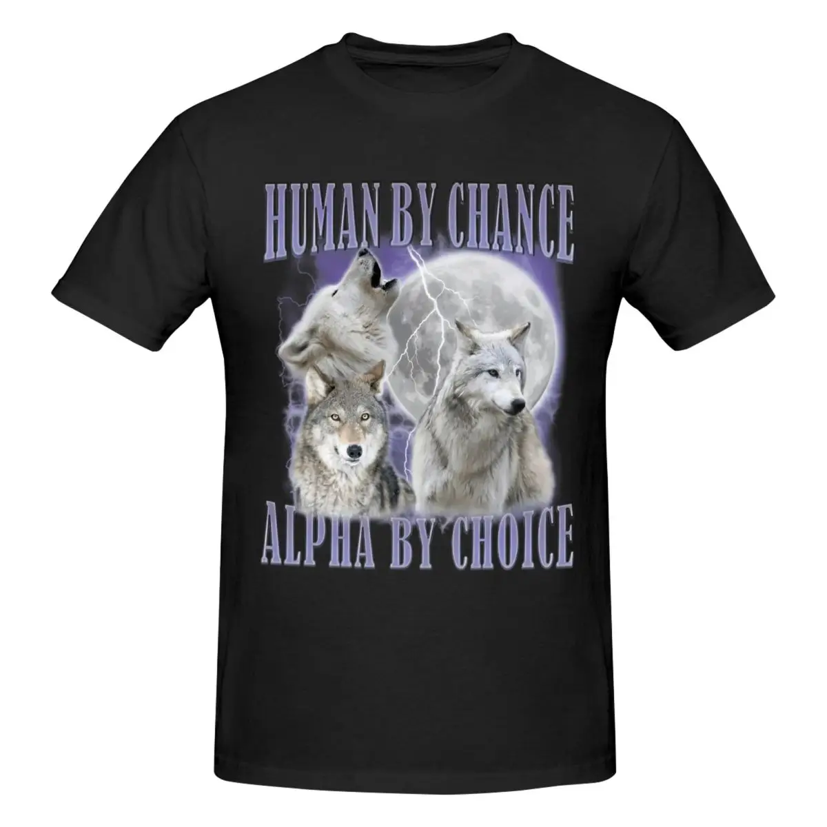 Men Human By Chance Alpha By Choice Werewolf Fun T Shirt Vintage O-neck Cotton Shirt Men