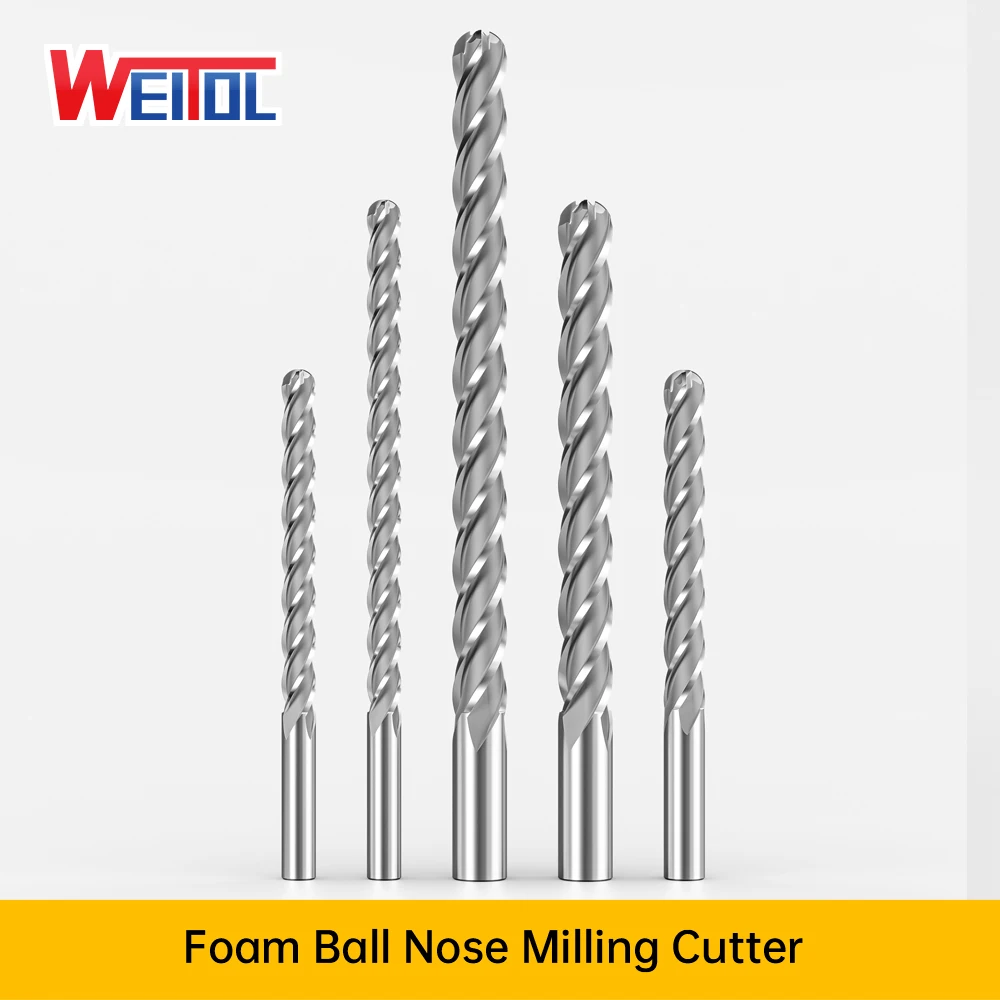 

WeiTol CNC Ball Nose Foam Cutters Eva Cutter Router Bit Milling End Mill 3D Models Acrylic Pvc Carbide Engraving