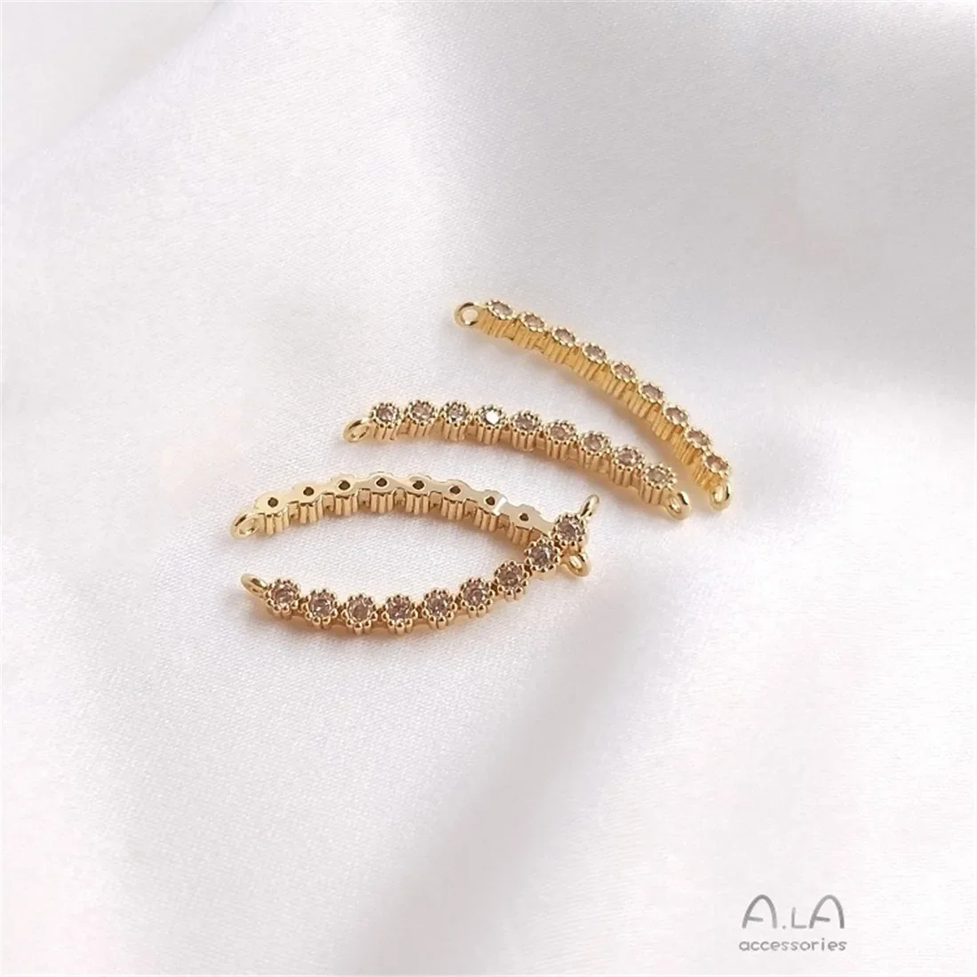 Colgante de varilla de conexión en forma de C, medio redondo, doble agujero, envuelto en oro de 14K, pendientes hechos a mano, pulsera, dije, accesorio para collar