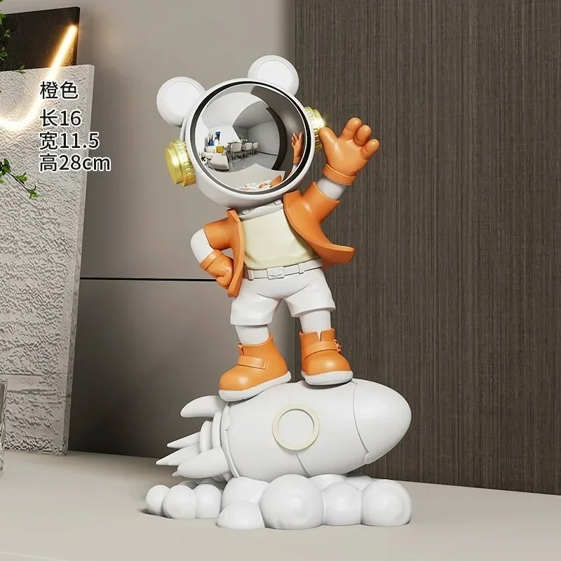 

Orange Rocket Astronaut Series Living Room Decoration Home Decoration TV Cabinet Office Desk Astro Resin Decoration