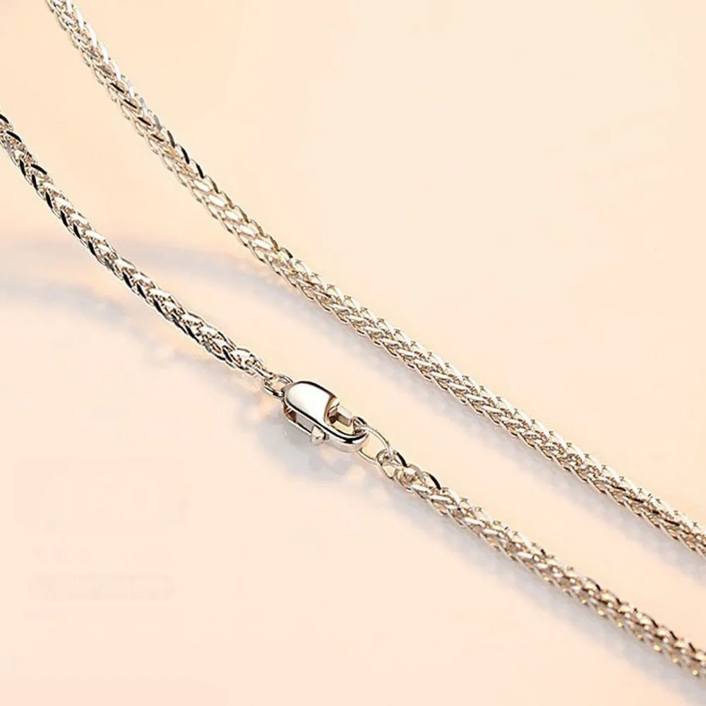 Real Pure Platinum 950 Chain Women Gift Lucky 0.9mm Wheat Necklace 2.5-2.7g /46cm