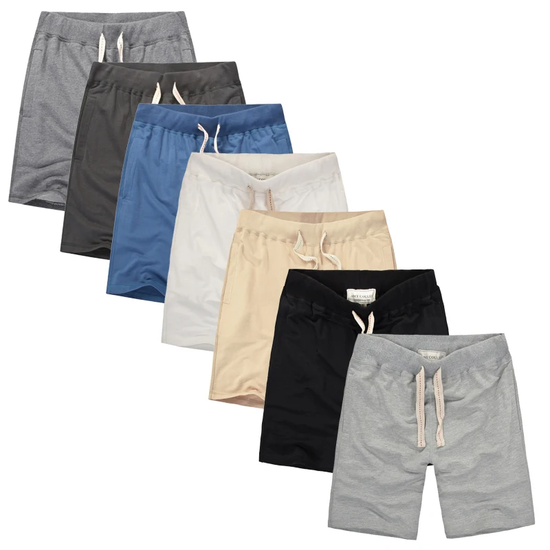 Pop Men Beach Short Solid Color Drawstring Joggers Mens Shorts Summer Casual Shorts 100% Cotton Fashion Male Hot Pockets Trous