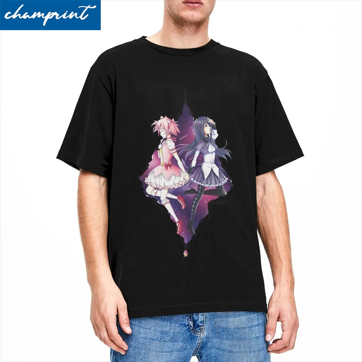 Men Women T-Shirt Madoka And Homura Puella Magi Madoka Magica Leisure Pure Cotton Tees Short Sleeve Anime T Shirt Clothing 6XL