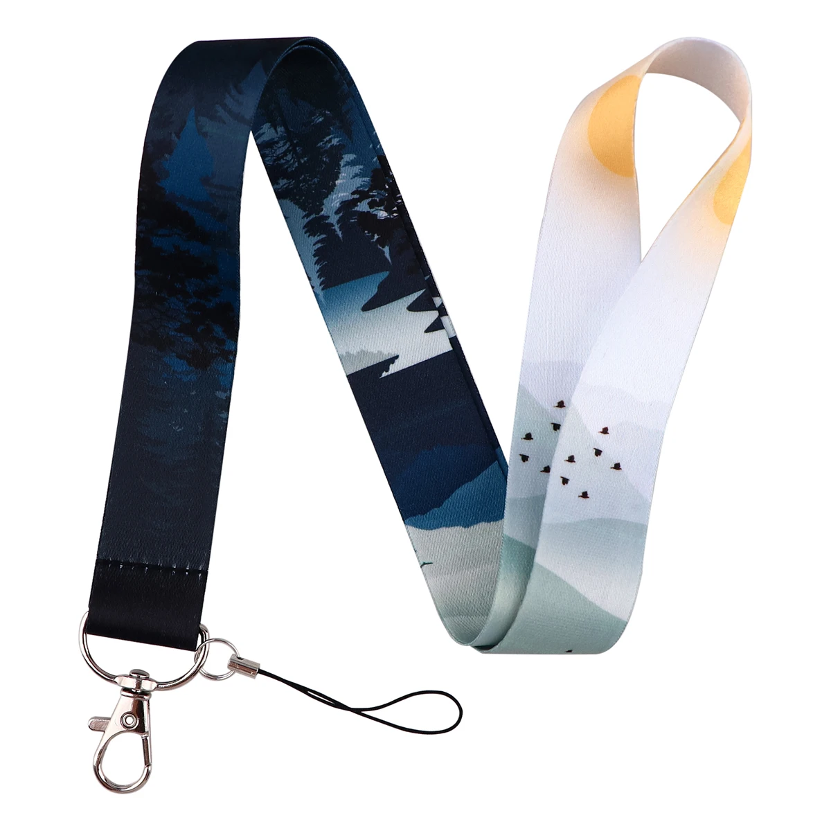 Minimalist Art Mountain Landscape Neck Strap Lanyard Credit Card Holders Keycord Key Holder DIY Hanging Rope Phone Accessories