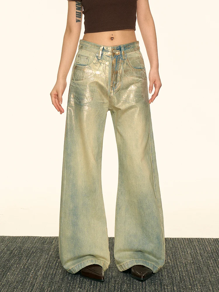 

Джинсы Aaisup American Sle с эффектом потертости, с высокой талией, прямые, удлиненные, для женщин, винтажный стиль, осенняя коллекция