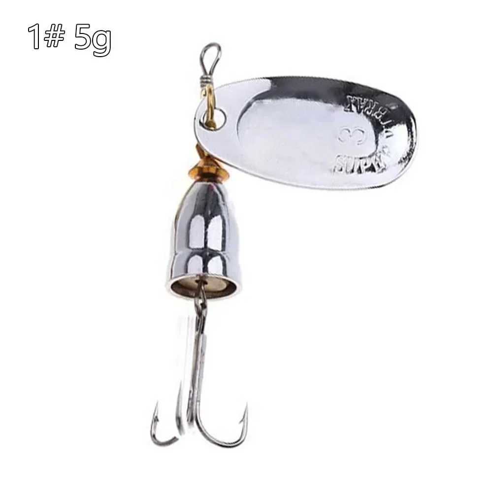 Metal Rotating Spinner Metal Lure Brass Hard Artificial Spoon Bait Copper Freshwater Creek Trout Fishing Tackle Gold Sliver