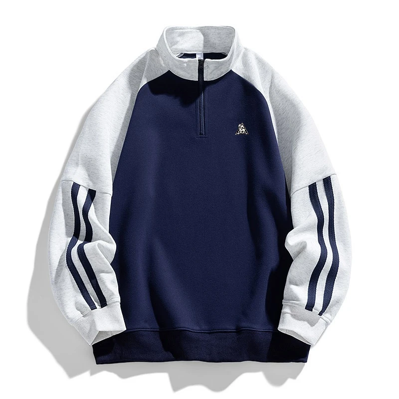 2026 Spring Autumn New Fashion Men's High Street Fashion Half Zip Loose Casual Heavyweight Hoodie Athletic Sweatshirts for Men