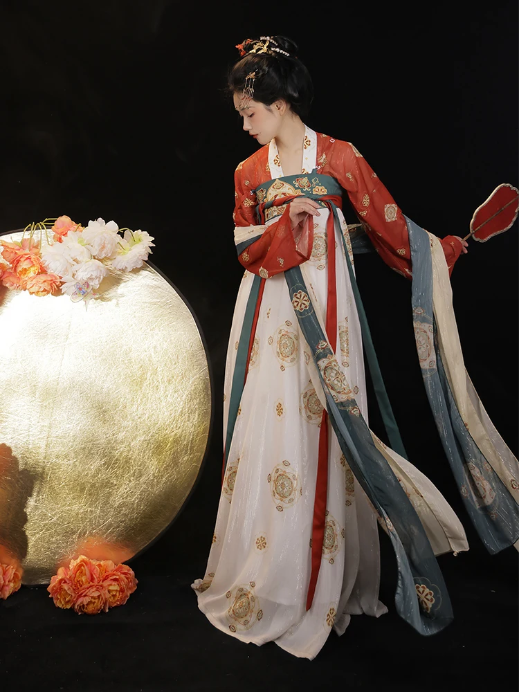 تانغ دعوى Hanfu فستان التقليدية الصينية الصدر طول معطف طويل الأكمام المطرزة الربيع و الصيف نمط الشعبية هالوين Hanfu