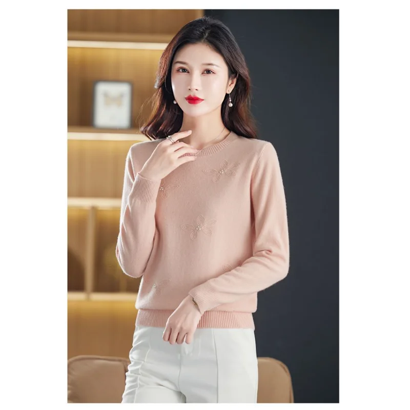 

Женский однотонный свитер с круглым вырезом, осенне-зимняя универсальная базовая рубашка, топ