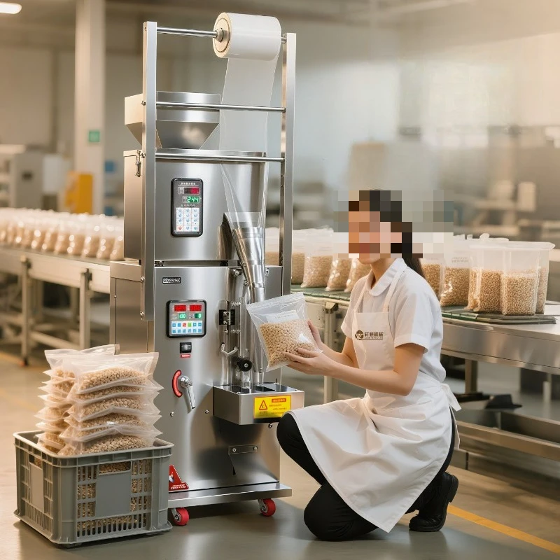 Fully Automatic Integrated Weighing and Quantitative Packaging Machine for Grains Plastic Granules Powders and Tea. 6