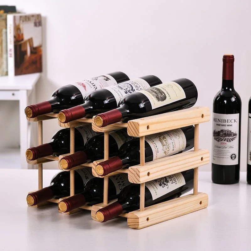 Estante de Madera Maciza paraVino, Diseño Creativo, Decoración paraSala de Estar, Mueble paraVino, Apto paraExhibir Múltiple