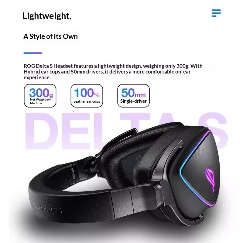 ROG Prism Lightweight Over-Ear Gaming Earphones 7.1 Channel Gaming Headset RGB Lighting Aura Sync Prism 2 Gaming Headphone Gifts view 4