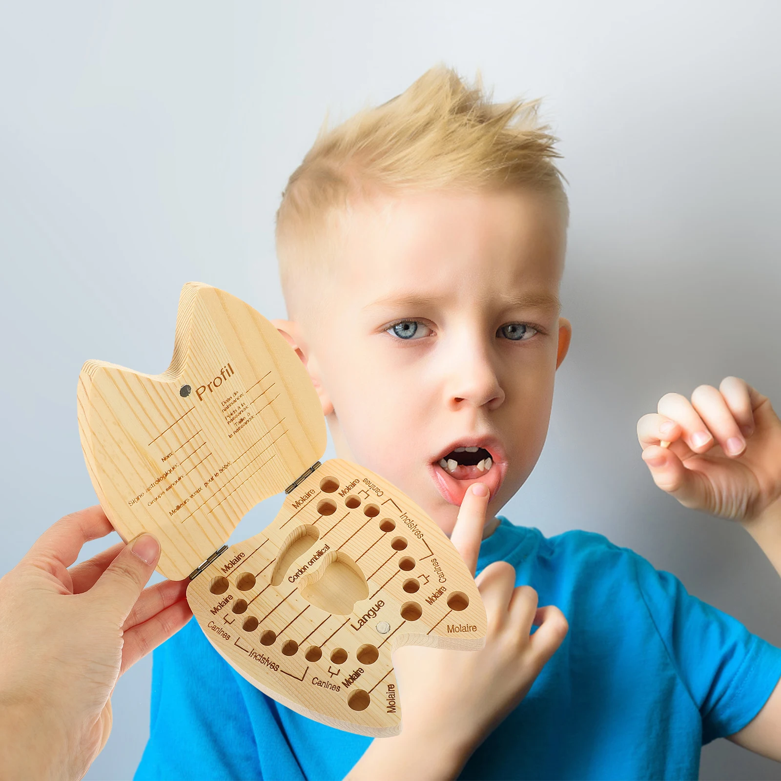 

1 pc Wooden Tooth Box Storage Container Durable Eco-Friendly Lightweight Small Size For Boys Lose Tooth