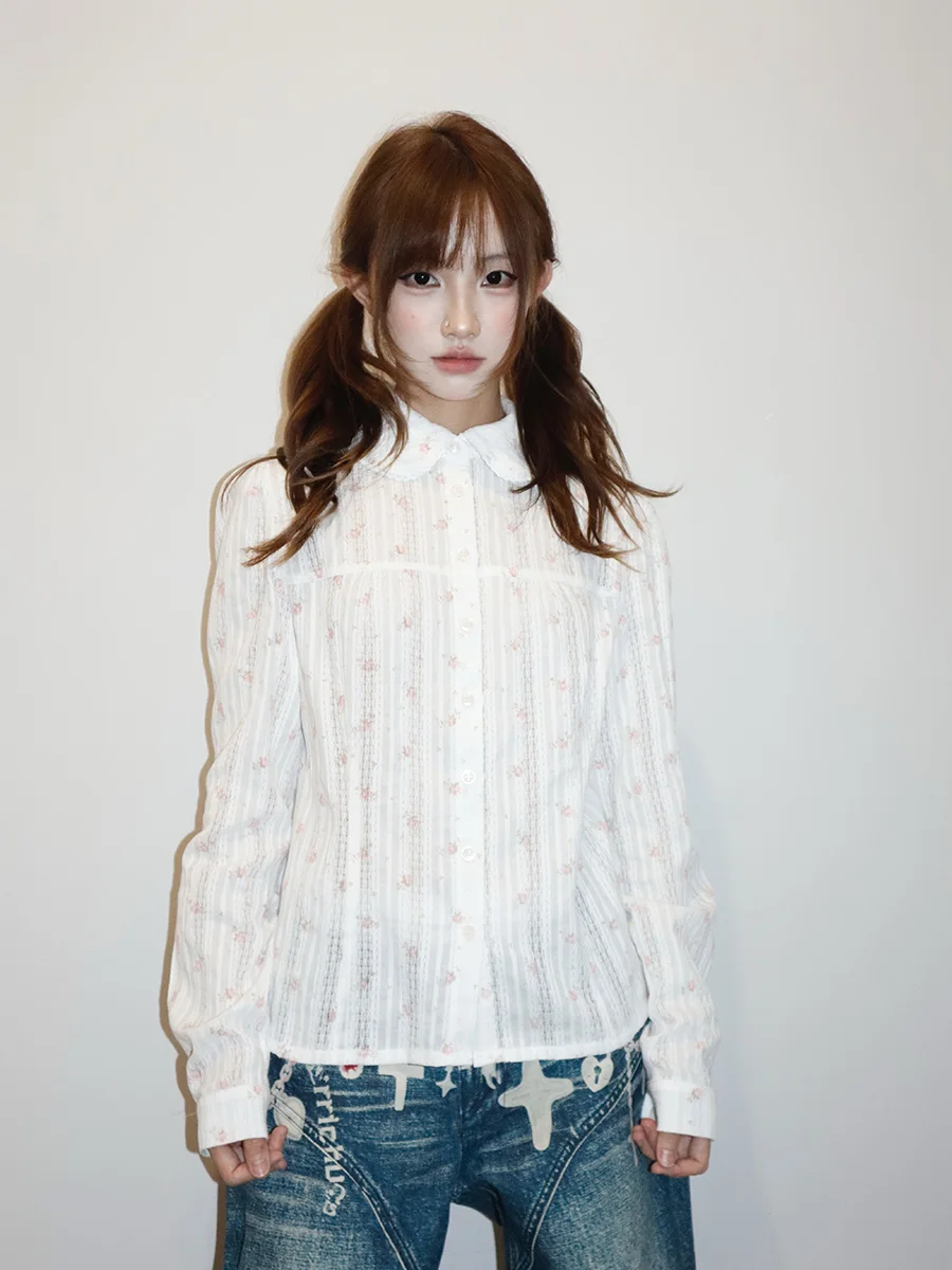 

Оригинальный женский топ Rrichu с длинными рукавами в корейском стиле, с утягивающим эффектом на талии, воротником «кукла» и цветочным принтом, из хлопка и шелка, с рукавами-фонариками