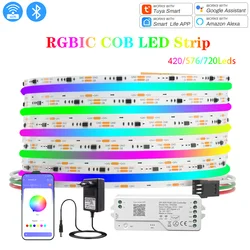 Addressable RGBIC COB LED Strip 12V 24V WS2811 Pixel Led Tape Tuya WiFi Control 1m 2m 3m 4m 5m LED Strip Light for Room Decor