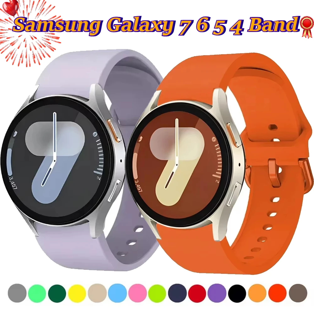Cómoda correa de silicona para Samsung Galaxy Watch 7/6/5/4/FE 44mm 40mm reloj de pulsera deportivo 6/4 Classic 47mm43mm 46mm42mm